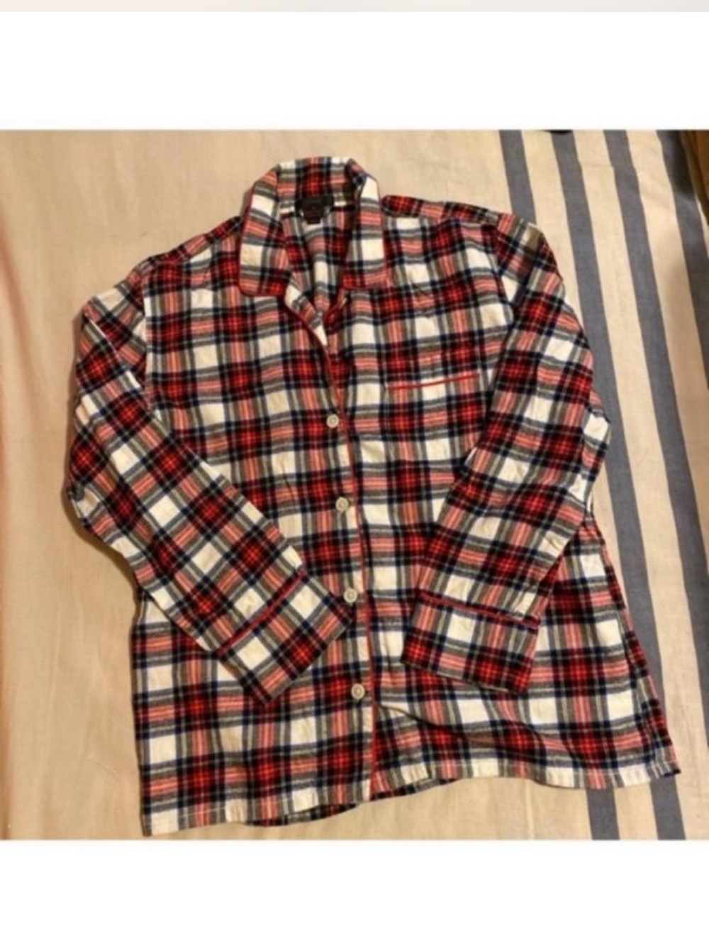 J. Crew Red White & Navy Plaid Cotton Pajama Top
